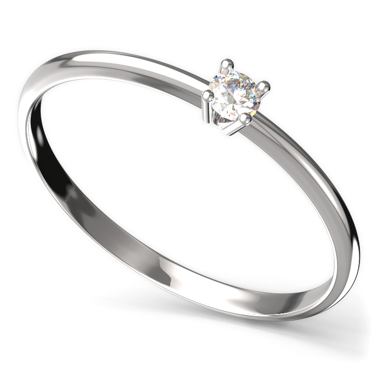 BG zlatý diamantový prstýnek 904 Bílé zlato - 585 Diamant lab-grown