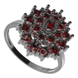 BG prsten oválný 009-I Stříbro 925 - ruthenium (30-90dní) Granát