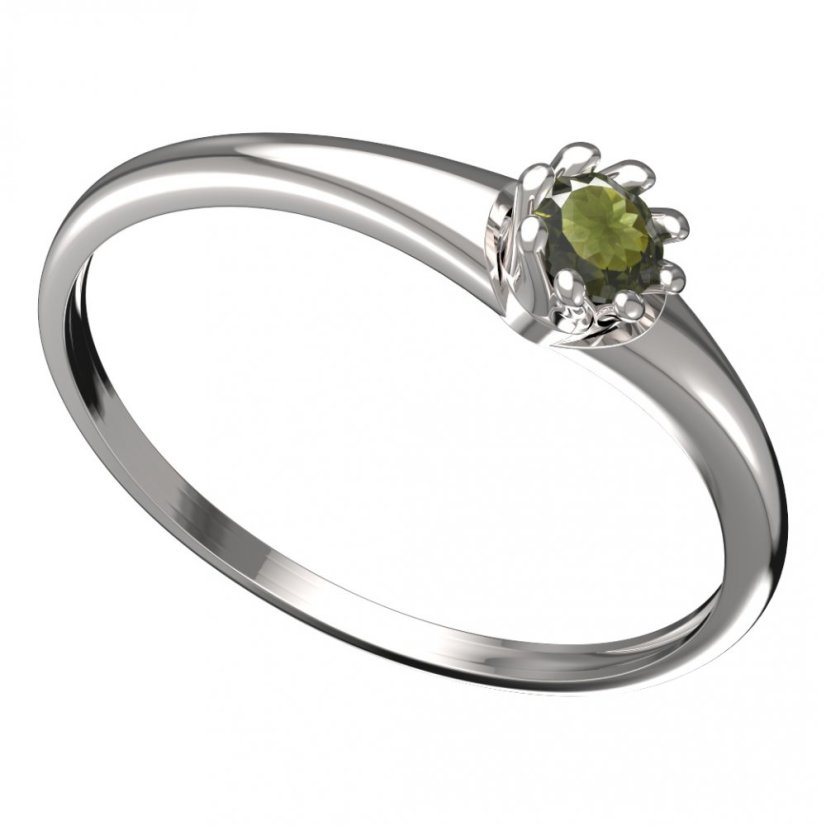 BG vltavínový prsten 554I Bílé zlato - 585 Vltavín