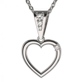 BG zlatý diamantový přívěšek srdíčko 1260 Bílé zlato - 585 Diamant lab-grown
