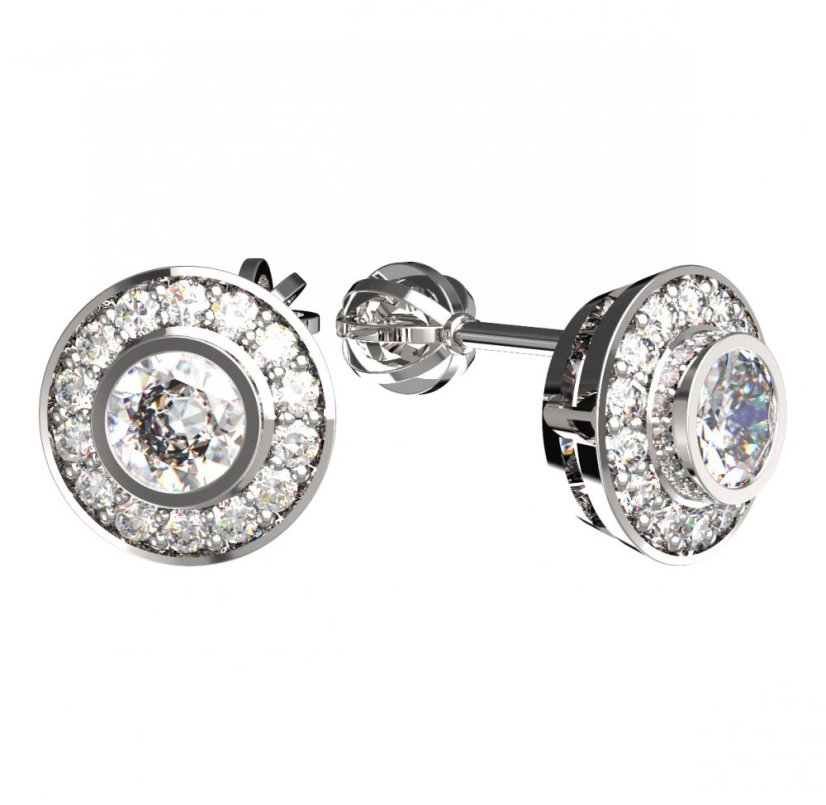 BG zlaté diamantové náušnice -  754 Bílé zlato - 585 Diamant lab-grown