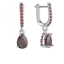 BG náušnice s kapkovitým kamenem 636 Stříbro 925 - rhodium Granát