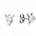 BeKid children's earrings with pearl 1396 - Einschalten: Brizura 0-3 Jahre, Metall: Weißes Gold 585, Stein: weiße Perle