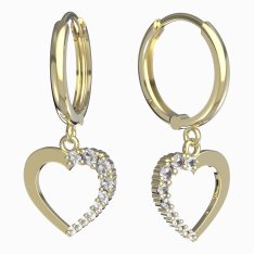 BeKid dívčí náušnice srdíčko 1263 Žluté zlato - 585 Bílý kubický zirkon
