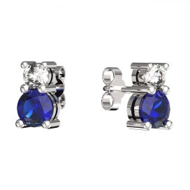 BG zlaté náušnice 746 Bílé zlato - 585 Tmavě modrý kubický zirkon