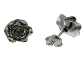 BG náušnice vsazeny kameny:český granát 820 Bílé zlato - 585 Granát