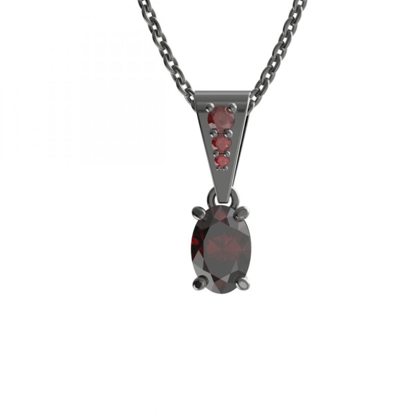 Stříbrný přívěsek s českým granátem, ruthenium – 711 (ZG047112)