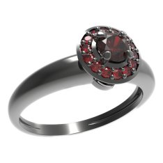 BG prsten s kulatým kamenem 541-I Stříbro 925 - ruthenium (30-90dní) Granát
