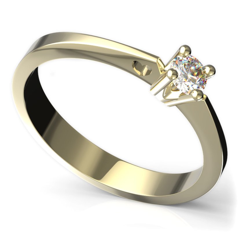 Zlatý prsten s diamantem, žluté zlato 585 – 782