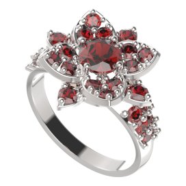 BG prsten 735-X oválného tvaru Stříbro 925 - rhodium Granát