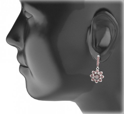 BG oval earring 698-96 - Metal: Silver 925 - rhodium, Stone: Garnet