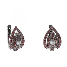 BG náušnice s přírodní perlou 537-90 Stříbro 925 - ruthenium (30-90dní) Granát a perla