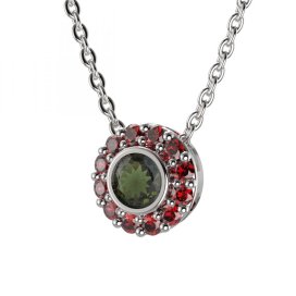 BG přívěs vsazený granát 744 Stříbro 925 - rhodium Vltavín a granát