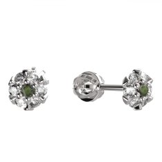BG vltavínové náušnice 879 Bílé zlato - 585 Vltavín a diamant