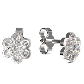 BG zlaté náušnice 866 Bílé zlato - 585 Bílý kubický zirkon