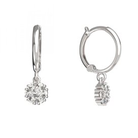 BG zlaté náušnice kytička 774 Bílé zlato - 585 Diamant