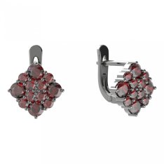 BG  náušnice 317 Stříbro 925 - ruthenium (30-90dní) Granát
