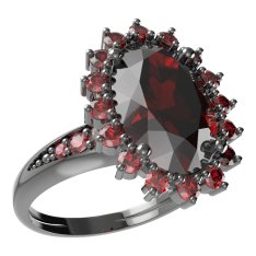 BG prsten oválný kámen 507-J Stříbro 925 - ruthenium (30-90dní) Granát