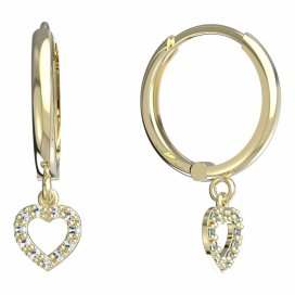 BeKid dětské náušnice srdíčko 858 Žluté zlato - 585 Diamant