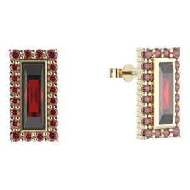 BG náušnice čtverec -  837 Stříbro 925 - pozlacené Granát