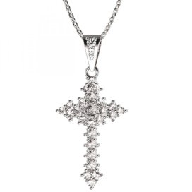 BG zlatý diamantový přívěšek křížek 264 Bílé zlato - 585 Diamant lab-grown