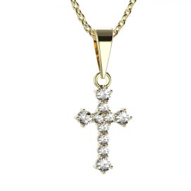 BG zlatý diamantový přívěšek křížek 256 Žluté zlato - 585 Diamant lab-grown