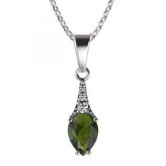 BG přívěs vsazen vltavín  637 Bílé zlato - 585 Vltavín a diamant