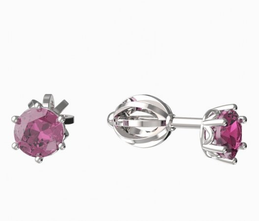 BeKid, Gold kids earrings -1294 - Switching on: Screw, Metal: White gold 585, Stone: Pink cubic zircon