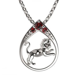 BG granátový přívěšek Lev 047 Stříbro 925 - rhodium Granát