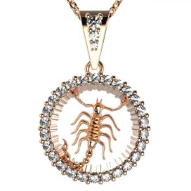 BG zlatý diamantový přívěšek Štír 045 Růžové zlato 585 (30-90dní) Diamant lab-grown