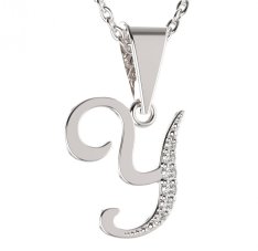 BG zlatý přívěsek písmenko Y - 1233 Bílé zlato - 585 Diamant