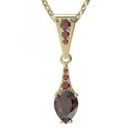 BG přívěs vsazeny kameny:český granát  637 Stříbro 925 - pozlacené Granát