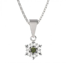 BG přívěšek 002 Stříbro 925 - rhodium Vltavín a  kubický zirkon