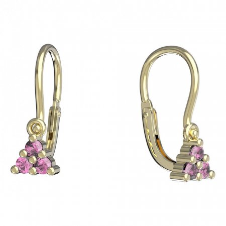 BeKid, Gold kids earrings -773 - Switching on: Brizura 0-3 roky, Metal: Yellow gold 585, Stone: Pink cubic zircon