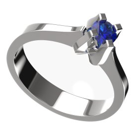 BG zlatý prstýnek 769 Bílé zlato - 585 Tmavě modrý kubický zirkon