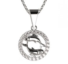 BeKid dětský zlatý přívěsek 052 ryby Bílé zlato - 585 Diamant
