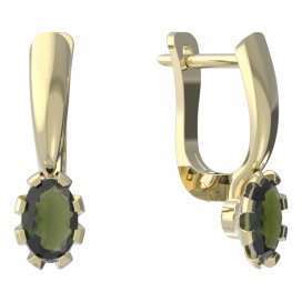 BG vltavínové náušnice 560 Žluté zlato - 585 Vltavín