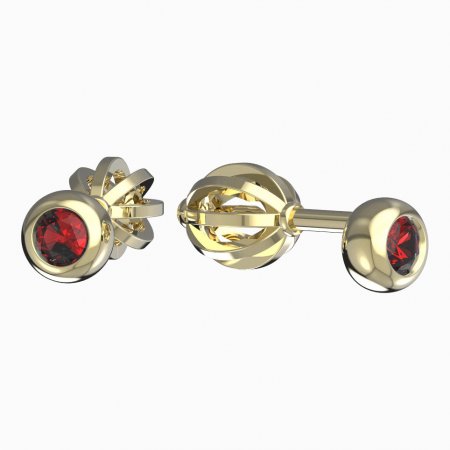 BeKid, Gold kids earrings -101 - Switching on: Screw, Metal: Yellow gold 585, Stone: Red cubic zircon