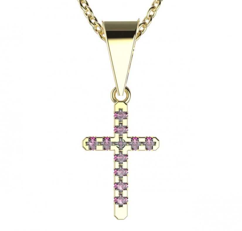 BG zlatý přívěšek křížek 1106 Žluté zlato - 585 Diamant