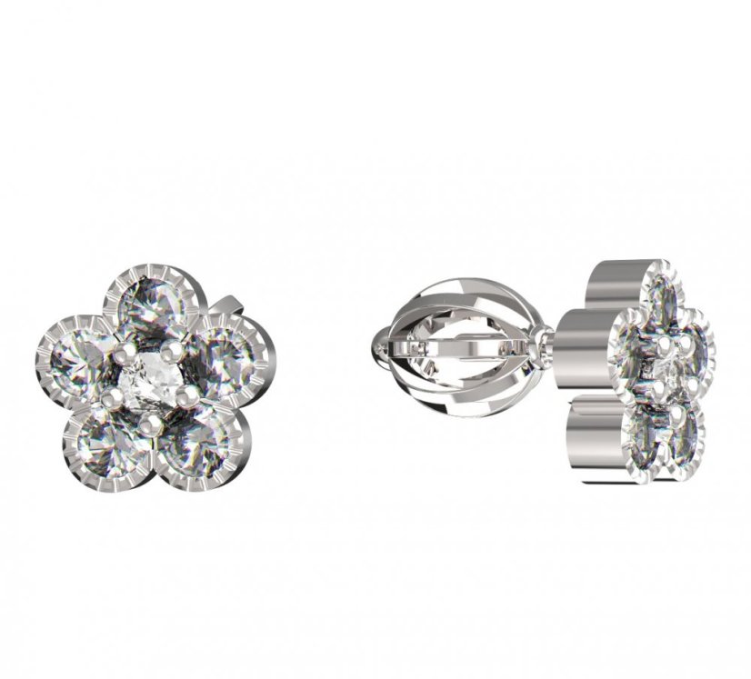 BeKid dětské náušnice kytička 856 Bílé zlato - 585 Diamant