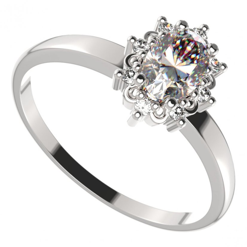 BG zlatý prsten oválný 953-I Bílé zlato - 585 Bílý kubický zirkon