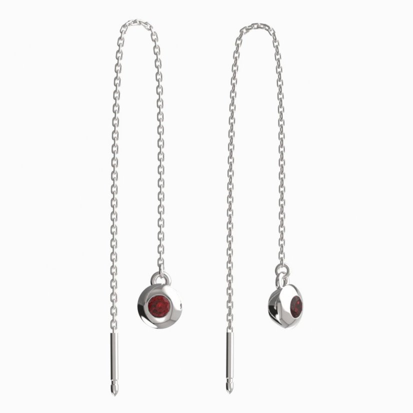 BeKid dětské náušnice 737 Bílé zlato - 585 Červený kubický zirkon