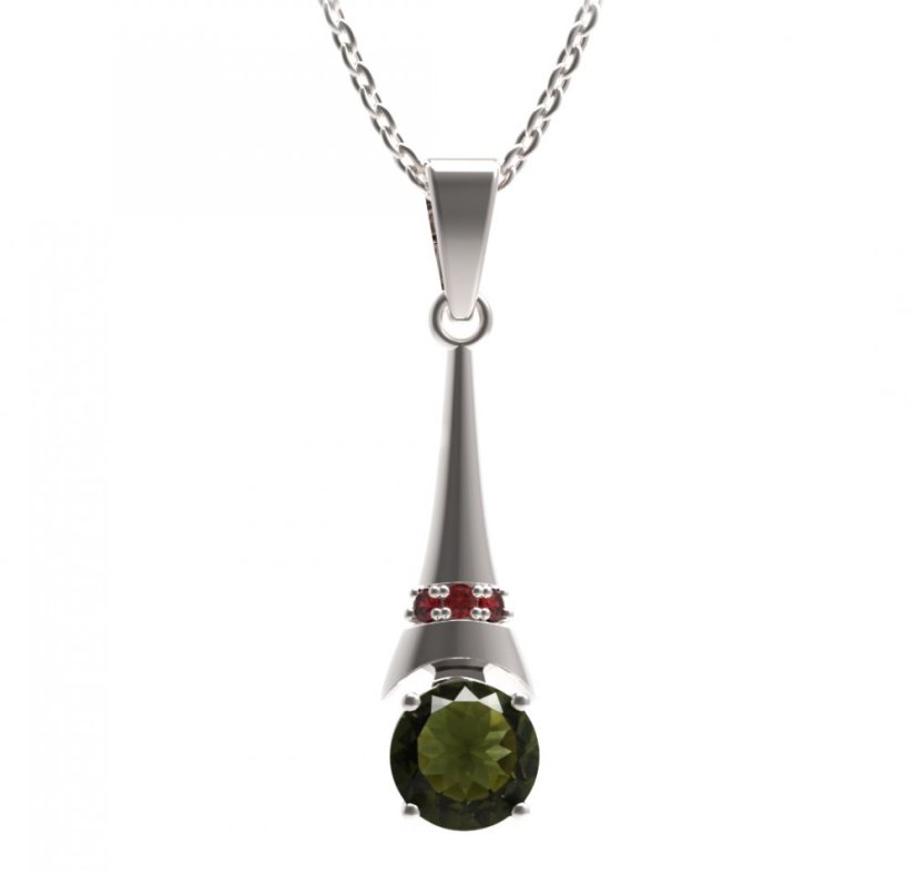 BG přívěs kruhového tvaru 473-C Stříbro 925 - rhodium Vltavín a granát