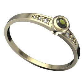 BG vltavínový prsten 550J Žluté zlato - 585 Vltavín a diamant
