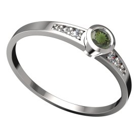 BG vltavínový prsten 551J Bílé zlato - 585 Vltavín a diamant