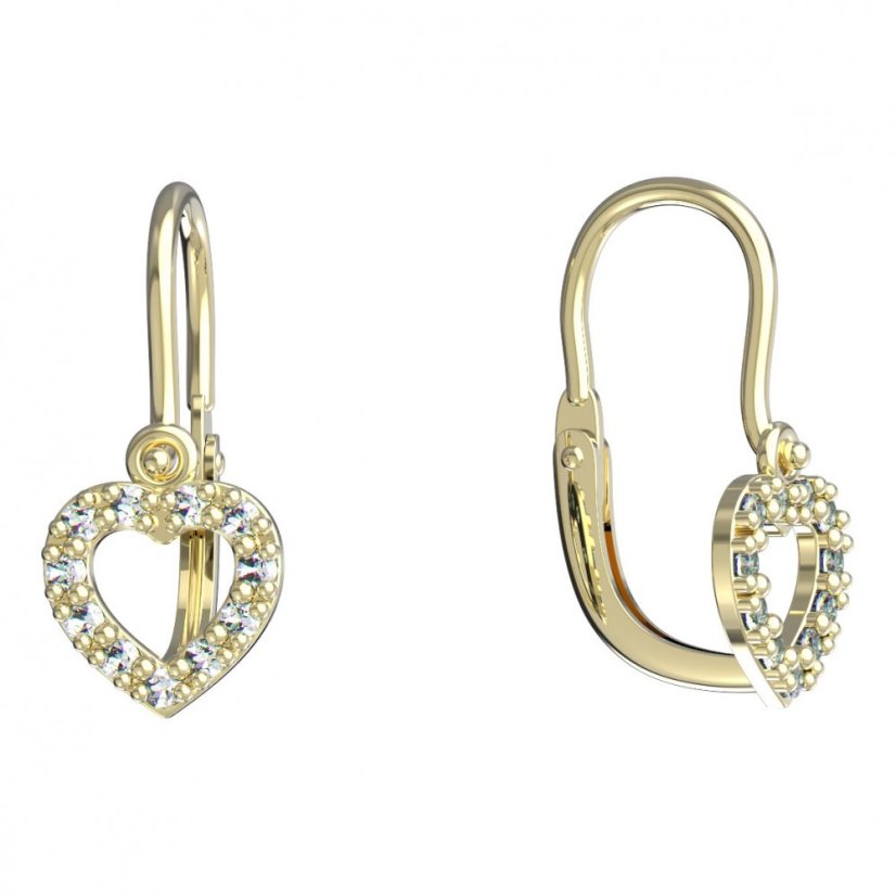 BeKid dětské náušnice srdíčko 858 Žluté zlato - 585 Diamant