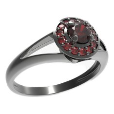 BG prsten kulatý kámen 541-V Stříbro 925 - ruthenium (30-90dní) Granát