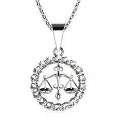 BG zlatý diamantový přívěšek Váhy 044 Bílé zlato - 585 Diamant lab-grown