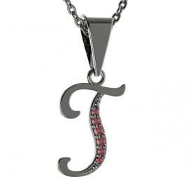 Stříbrný přívěsek s českým granátem, ruthenium – 1228