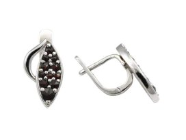 BG náušnice s českým granátem 1156 Bílé zlato - 585 Granát